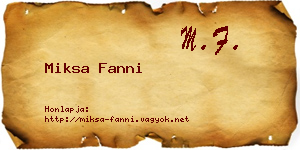 Miksa Fanni névjegykártya